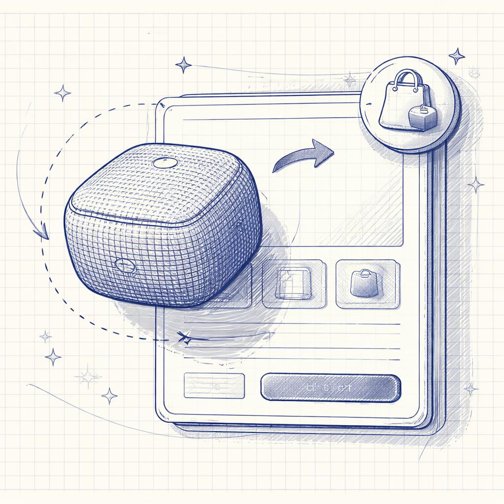 An illustration showing a 3D wireframe mesh being converted into a Shopify product card with a 3D badge. Integrating 3D into Shopify